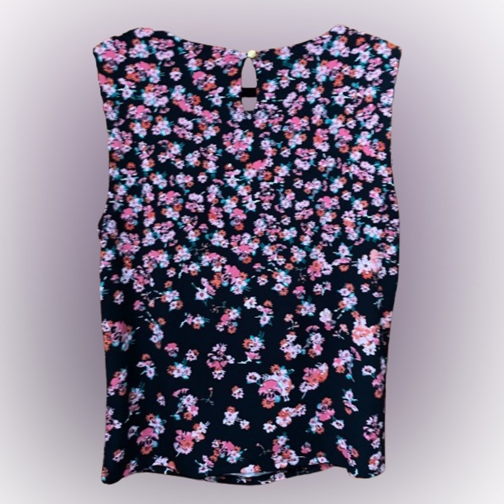 Calvin Klein CK Women's Floral Pleat Neck Cami Camisole w Hardware Blouse Top L - Picture 8 of 14